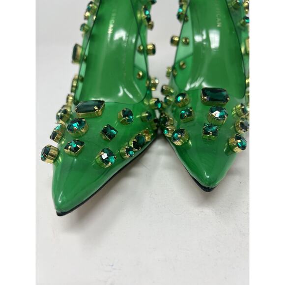 Good American Jeweled Emma Heel Summer Green size 8.5 - Picture 6 of 10